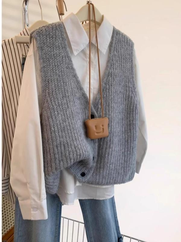 Shoulder Pad Set In - Korean Style plus Size Women's Knitted