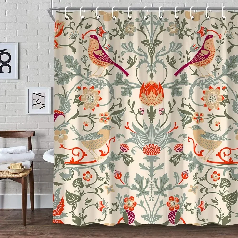 Fabric Weight Set - William Morris Shower Curtain,Green Shower Curtain