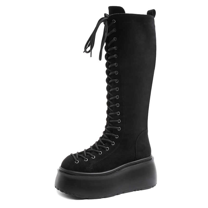 Sewing Latex - 8CM Fashion Wedge-heeled Tassel Mid-tube Boots