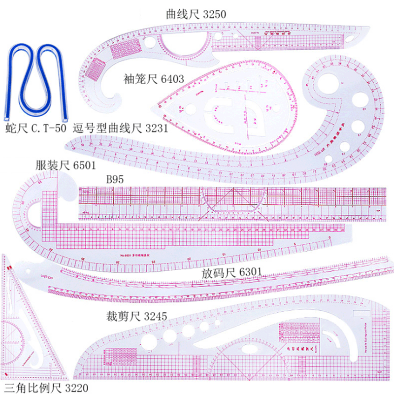 Textile Sewing Patterns - 5/6/9pcs Set Tailor Measuring Ruler Kit