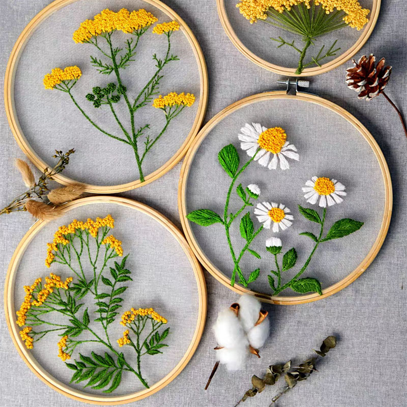 DIY Embroidery Set White Flowe - Textile Sewing Patterns review and price