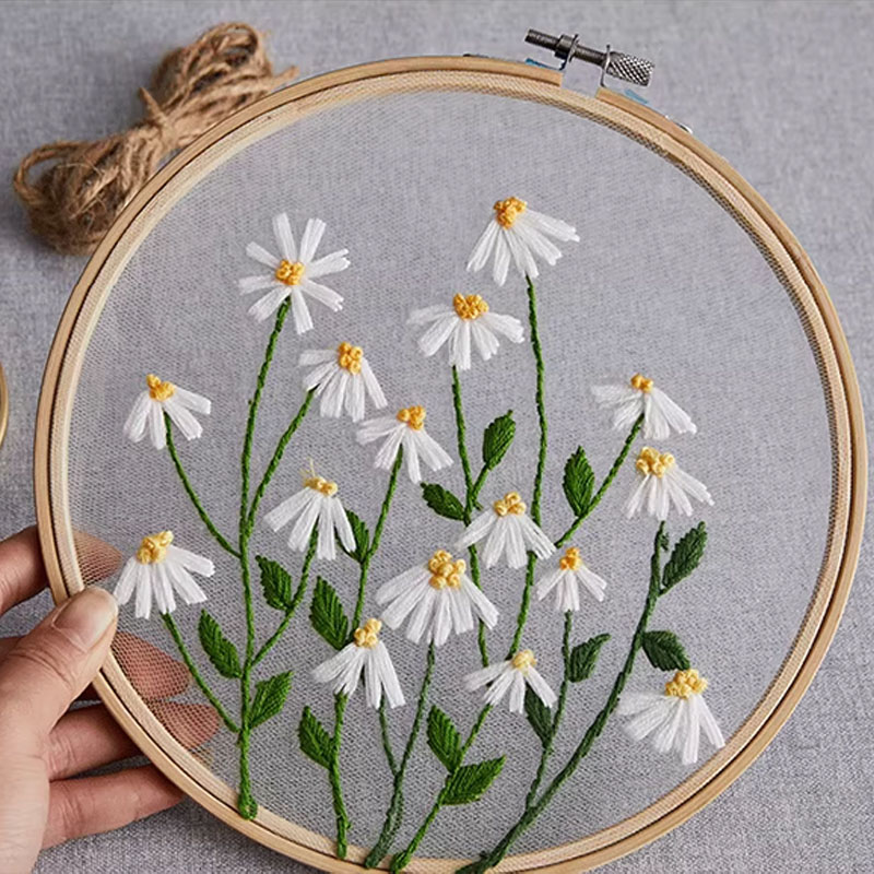 DIY Embroidery Set White Flowe - Textile Sewing Patterns review and price