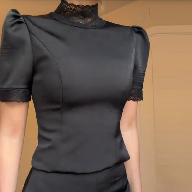 New Satin Lace Edge Top Short  - Shoulder Pad Set In review and price